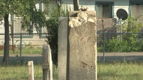 Many old monuments at Antioch Colony Cemetery Stock Footage 10571851