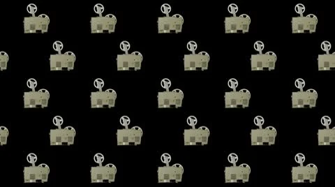 Many Old projectors rotation on black background loop Stock Footage 10367223