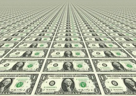 Many One Dollar Bills Stock Illustration