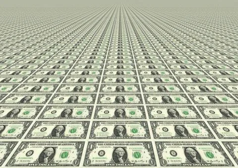 Many One Dollar Bills Stock Illustration