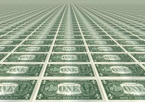 Many One Dollar Bills Stock Illustration