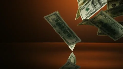 Many One Hundred US Dollar Banknotes Falling And Landing Stock Footage 326290818
