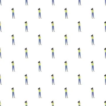 Many operators filming video with camera seamless pattern Stock Illustration