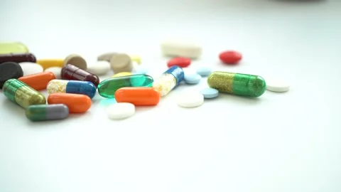 Many or multiple pills and capsules Stock Footage 131445638