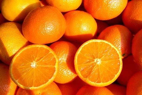Many orange fruit Stock Photos