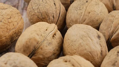 Many organic walnuts close up Stock Footage 102188732