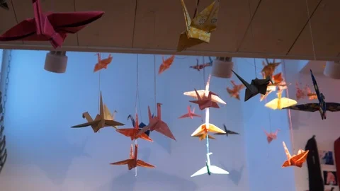 Many Origami Cranes Stock Footage 104593530