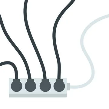 Many outlets to plug with wires. Stock Illustration