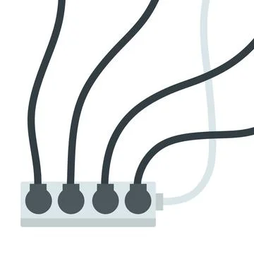 Many outlets to plug with wires. Stock Illustration