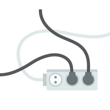 Many outlets to plug with wires. load on system Stock Illustration