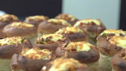 Many pancook dish cooked on tray Stock Footage 240444039