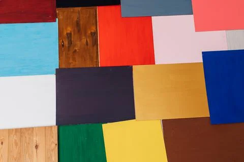 Many panels of different colors as background Stock Photos