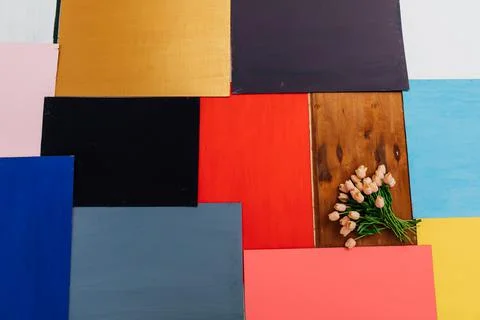 Many panels of different colors as background Stock Photos