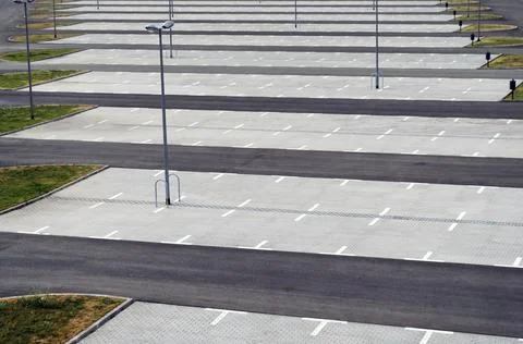 Many parallel parking spaces in a row Stock Photos