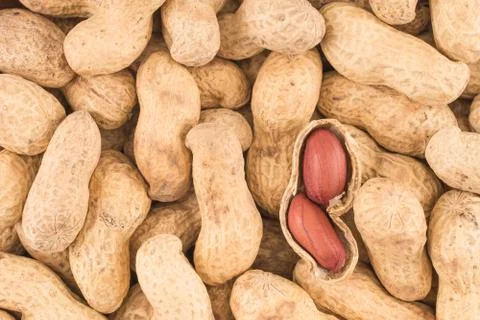 Many peanuts in shells, one upon the other 스톡 사진