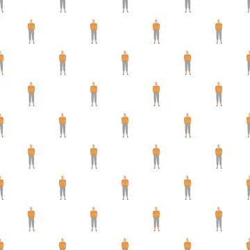 Many people creating seamless pattern on white background Stock Illustration