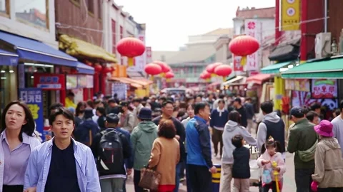 Many People Enjoy on the Streets of Tourist Destinations Stock Footage 271189754