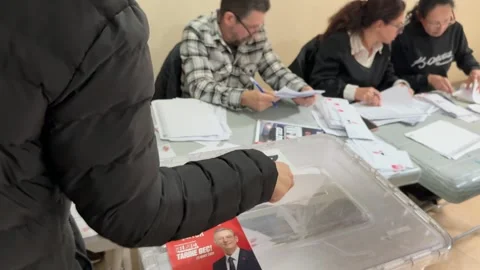 Many people head to polling stations for a primary election to endorse detained  Stock Footage 304830707