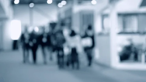 Many people inside the large building in white colors Stock Footage 129043675