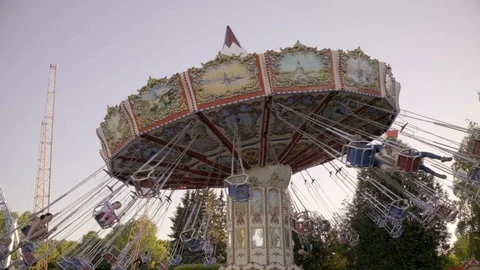 Many people ride on carousel. Stock Footage