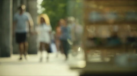 Many People on the Sidewalk with Reflection Stock-Footage 60431460