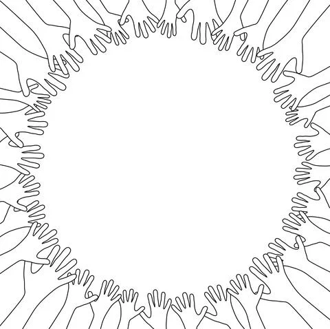 Many people stretch their hands up Stock Illustration