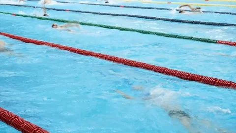 Many people swim in the pool Stock Footage 104803486