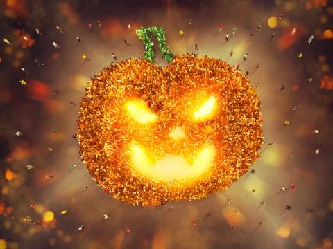 Many people together in a pumpkin shape. 3D Rendering Illustrazione stock