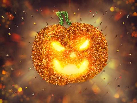 Many people together in a pumpkin shape. 3D Rendering Stock Illustration