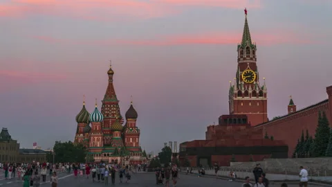 Many people walking on Red Square in Moscow Stock Footage 158296595