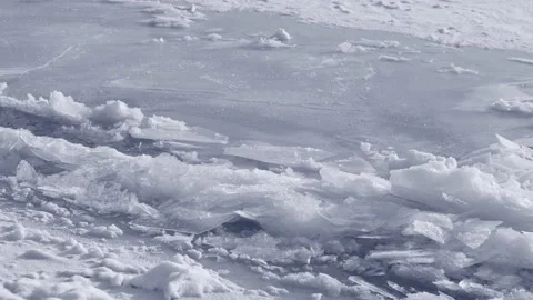 Many pieces of winter ice floating slowly on river water Stock Footage 167420553