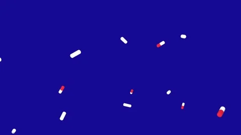 Many Pill falling down from the top blue screen Stock Footage 322894281
