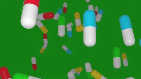 Many pills falling down on chromakey background. Stock Footage 170436040