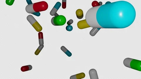 Many pills flying on camera on transparent background. Stock Footage 170432515