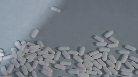 Many Pills Medication Decreasing Increasing With Dolly Move Video stock 343328903