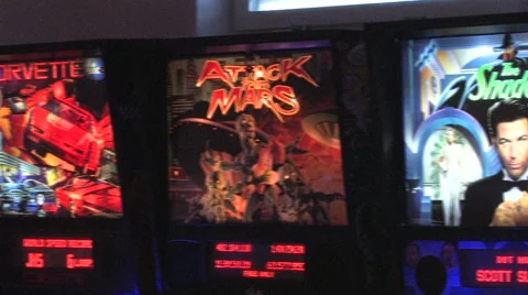 Many pinball machine in a local Stock Footage 47963047