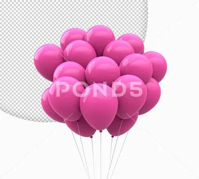 Many pink balloons on transparent background Modello PSD