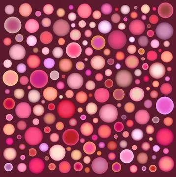 Many pink orange bubbles on deep red Stock Illustration