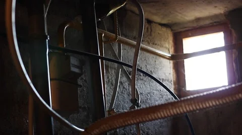Many pipes in old building Video stock 40870510