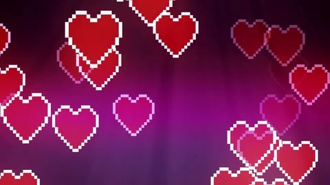 Many pixel heart icon random diffuse moving animation background - New unique Video stock 81587095