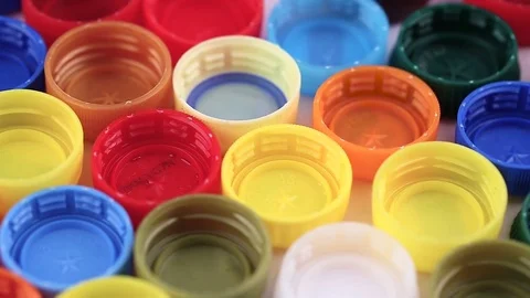 Many plastic caps of different colors Stock-Footage 82793306