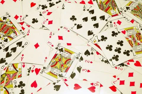 Many poker cards on the table Stock Photos