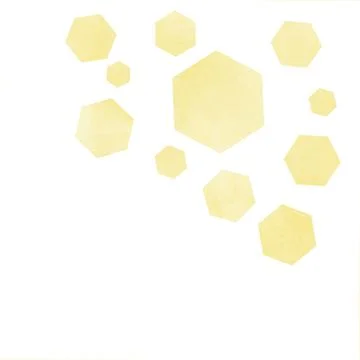 Many polygons of different sizes painted with paints, watercolor texture. Whi Stock Illustration