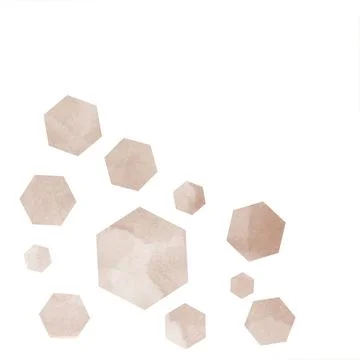 Many polygons of different sizes painted with paints, watercolor texture. Whi Stock Illustration