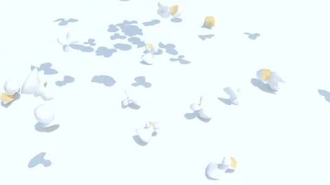 Many popcorns fall on white background, 3d animation Stock Footage 131511434