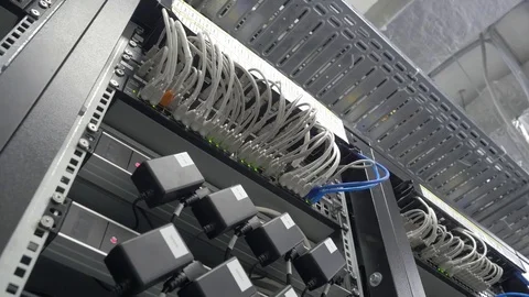 Many powerful servers running in the data center server room. Many servers in a Stock Footage 77925287