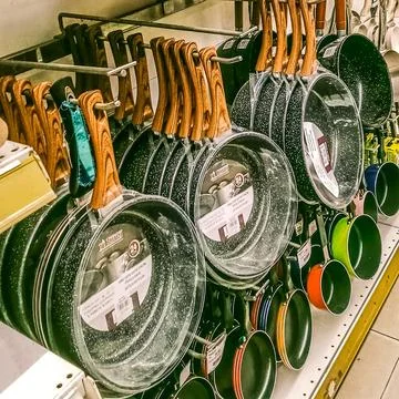 Many quality pans Stock Photos