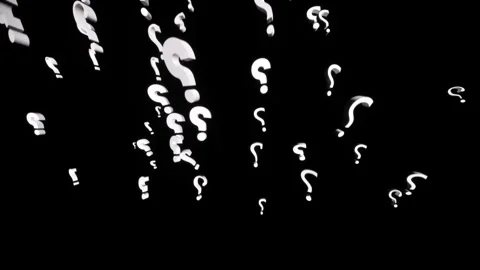 Many question marks appear in a black background and the camera follows Stock Footage 275049551