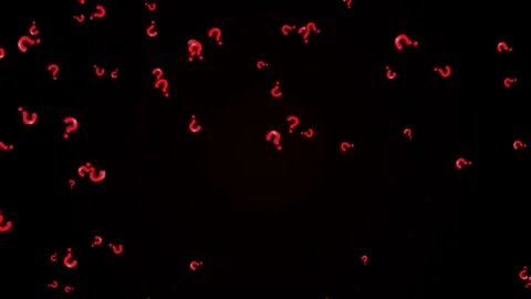 Many Question Marks red glowing symbols floating on black background for FAQ Stock Footage 346262262