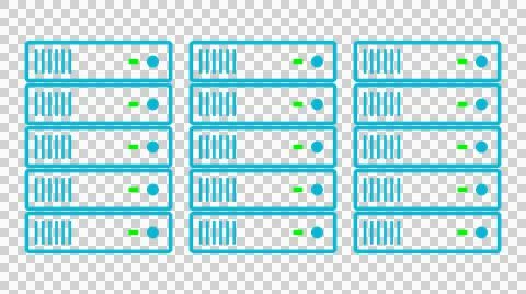 Many rack-mounted servers illustration Stock Illustration